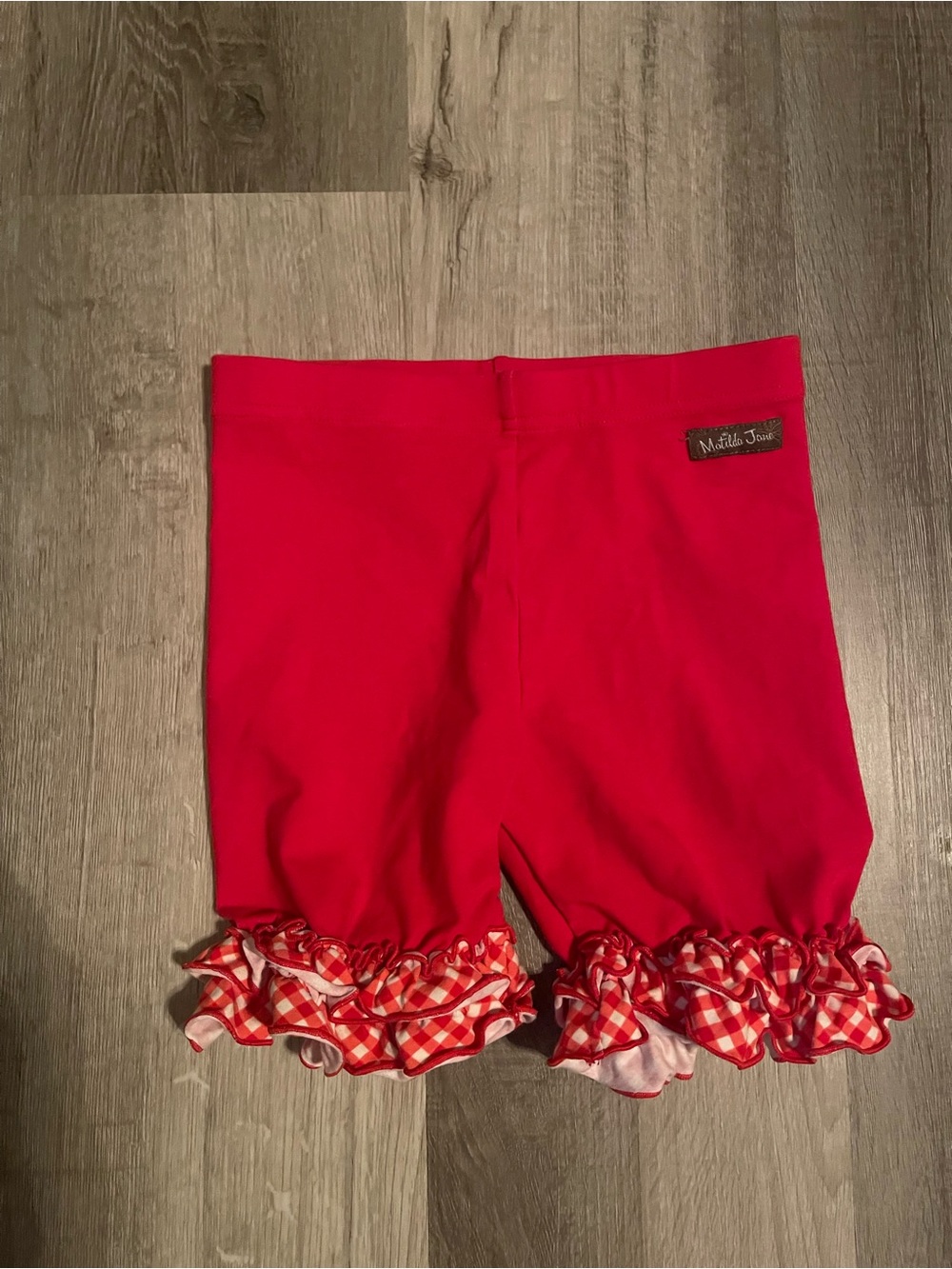 Matilda Jane Bright Red Ruffle Trim Bike Shorts size 8